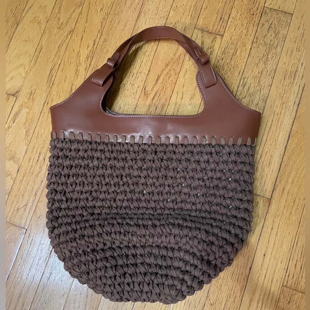 Women's Free People Brown Woven Hobo Bag